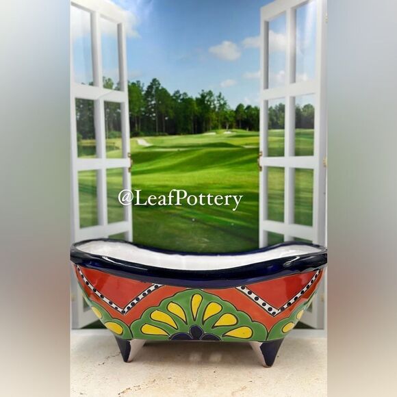 Talavera Planter Pot Hand-Painted Mexican Ceramic Indoor Outdoor Succulent Pot - Picture 3 of 11